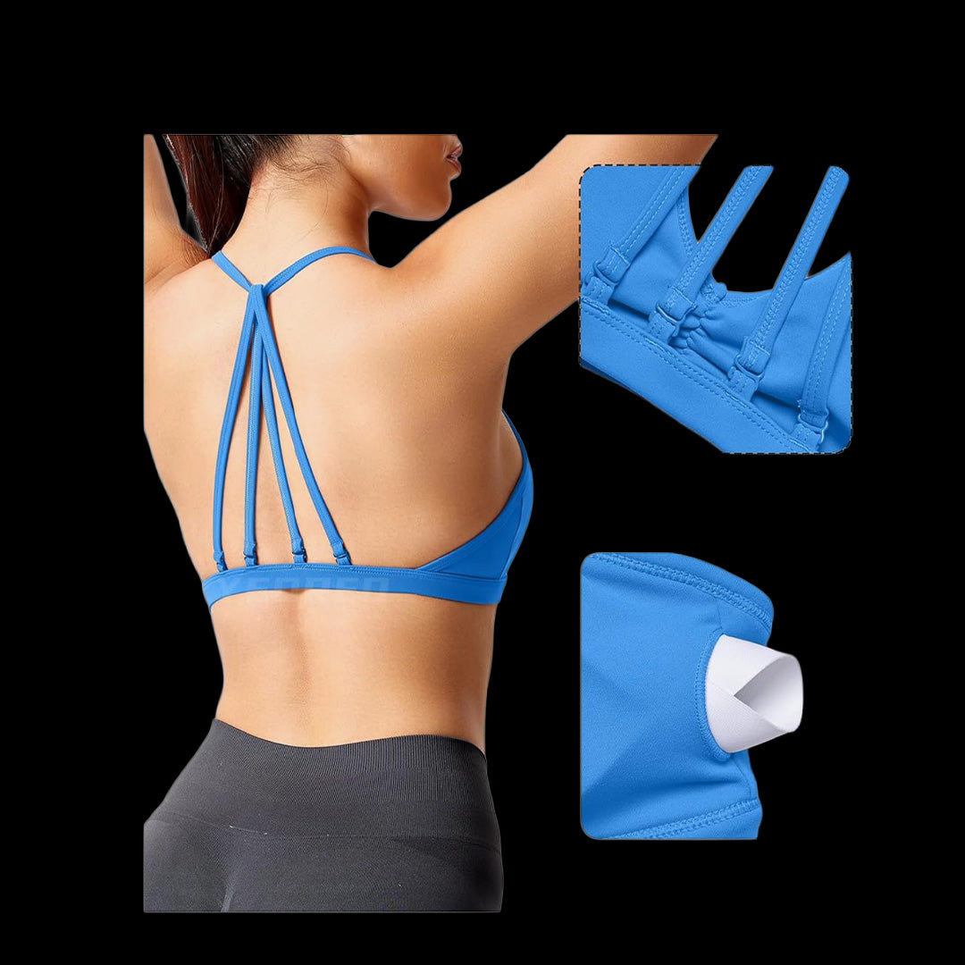 VSL Blue Adjustable Back Sports Bra