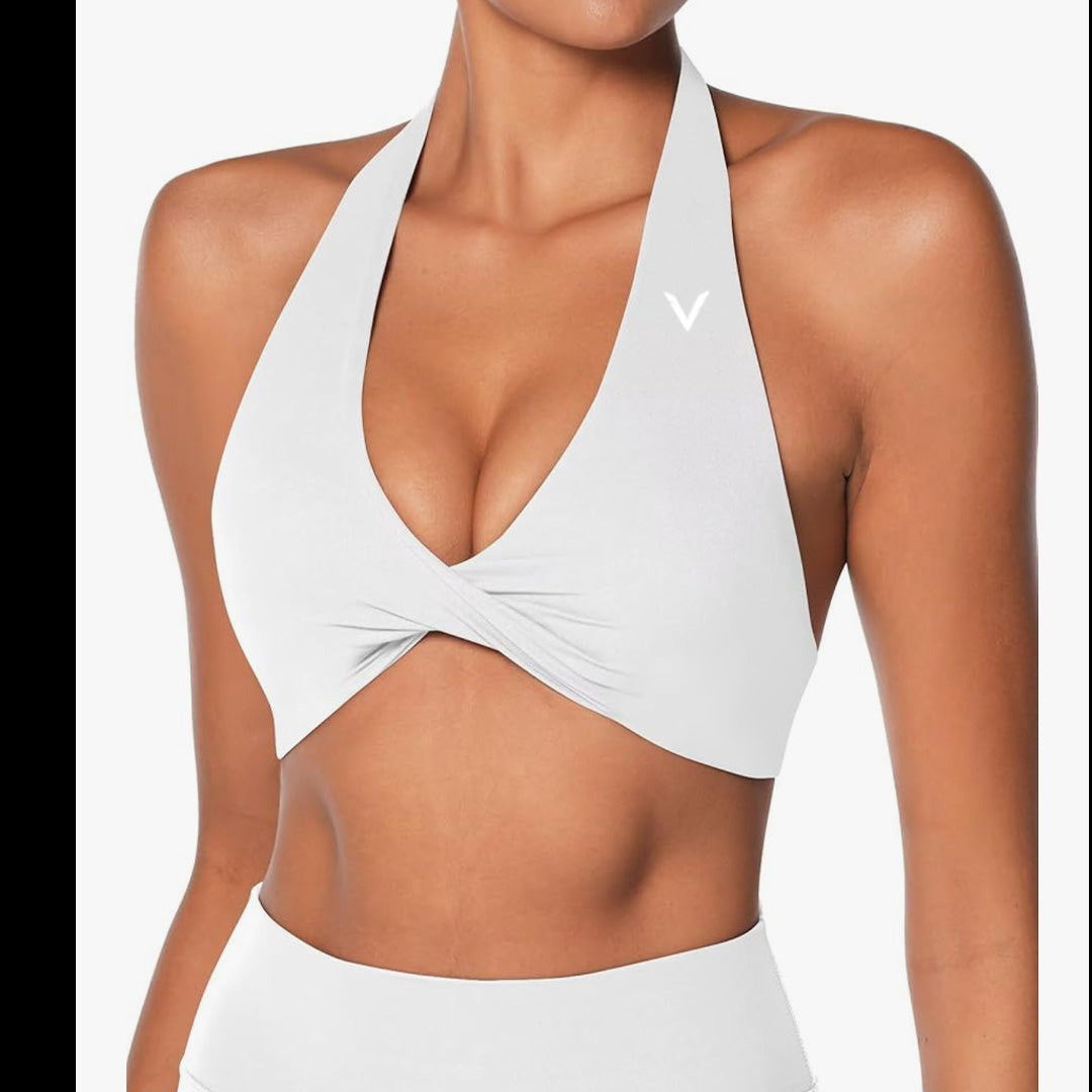 VSL Off White Halter Sports Bra
