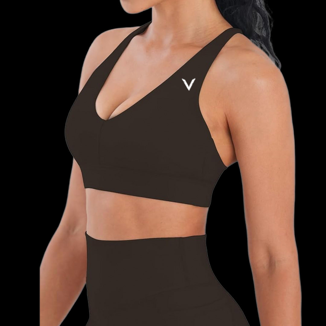 VSL Brown X Back Sports Bra