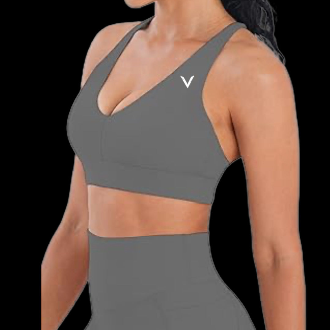 VSL Grey X Back Sports Bra