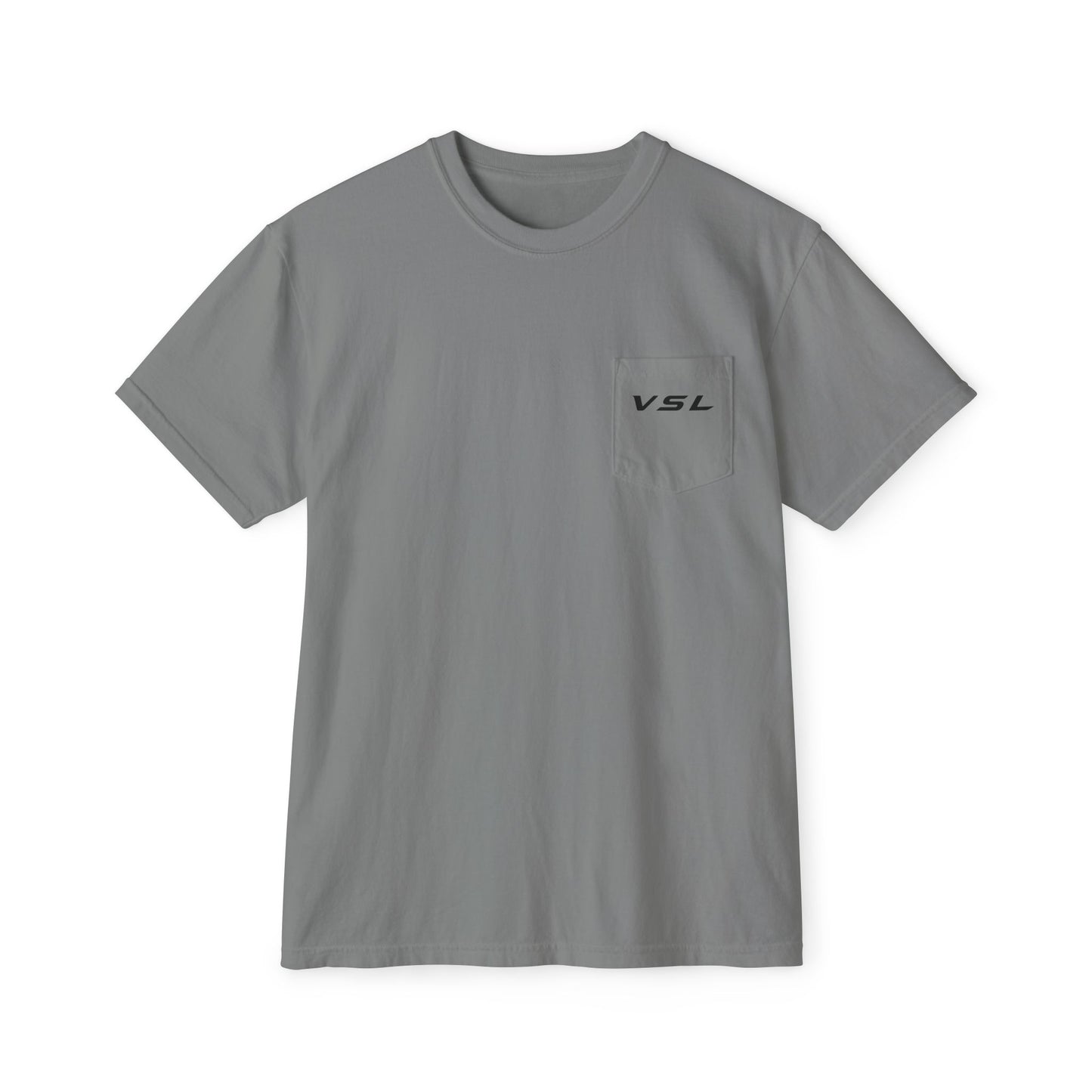 VSL Logo Pocket T-Shirt — Minimalist Graphic Tee with Back V Emblem
