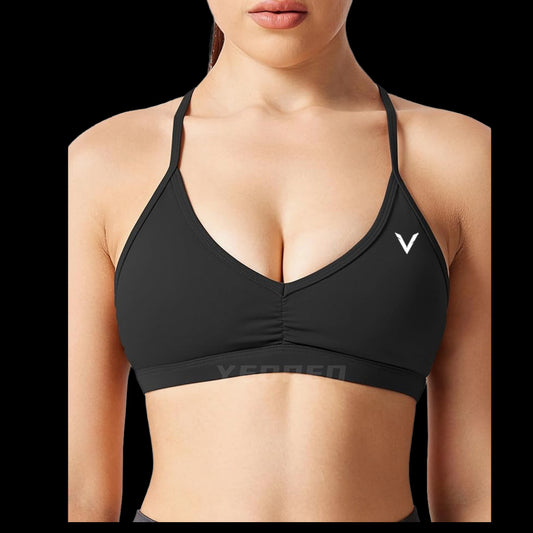 VSL Black Adjustable Back Sports Bra