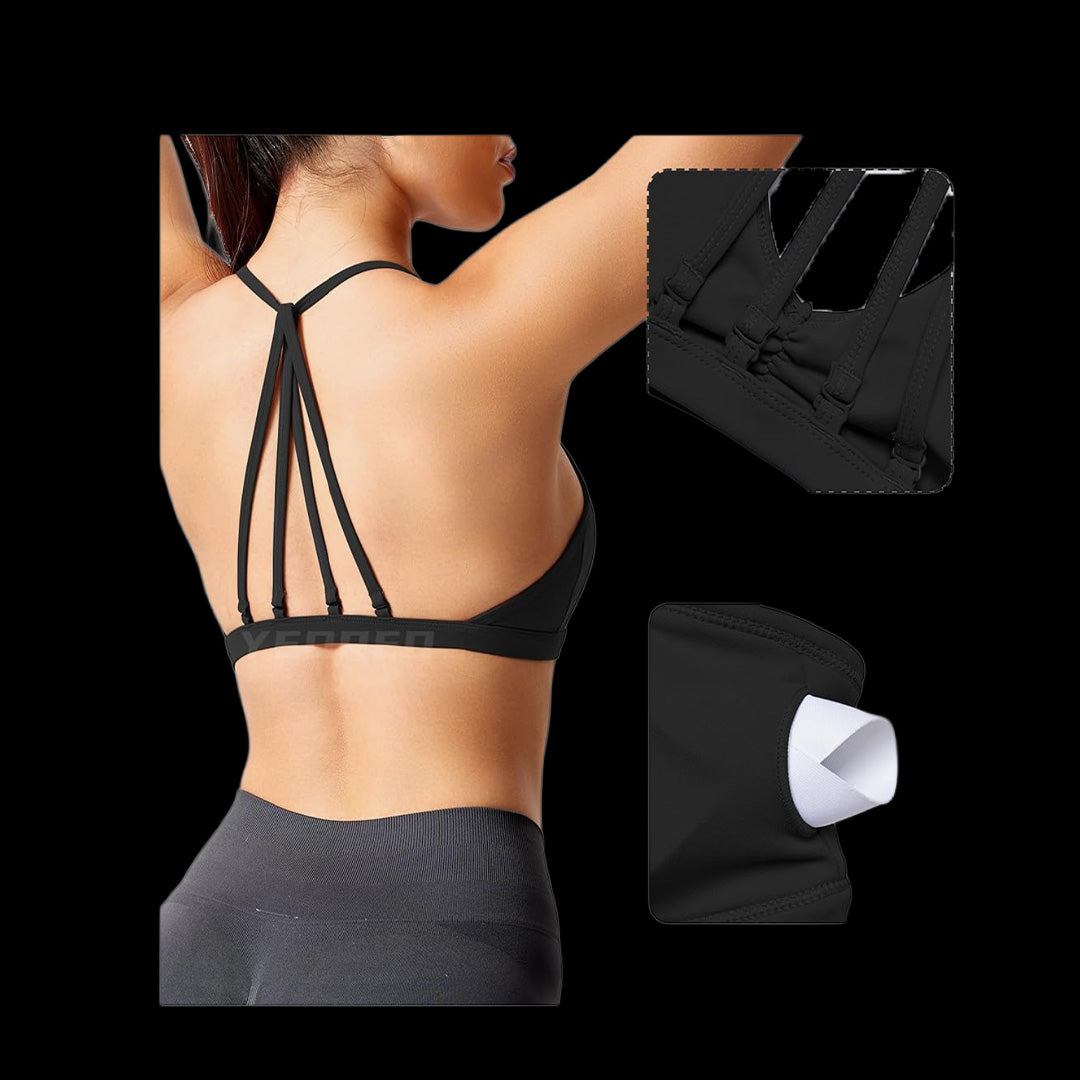 VSL Black Adjustable Back Sports Bra
