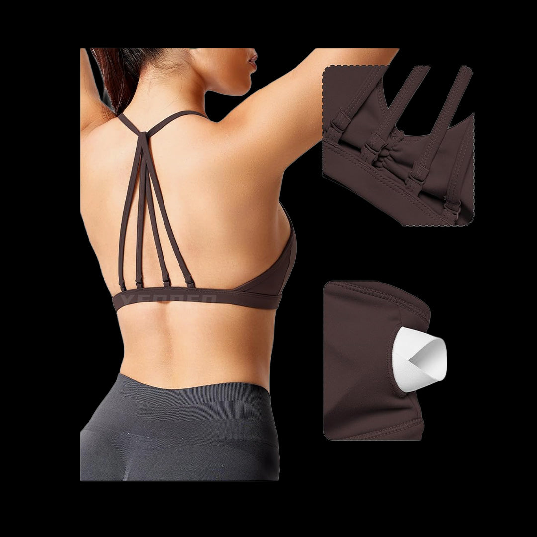 VSL Brown Adjustable Back Sports Bra