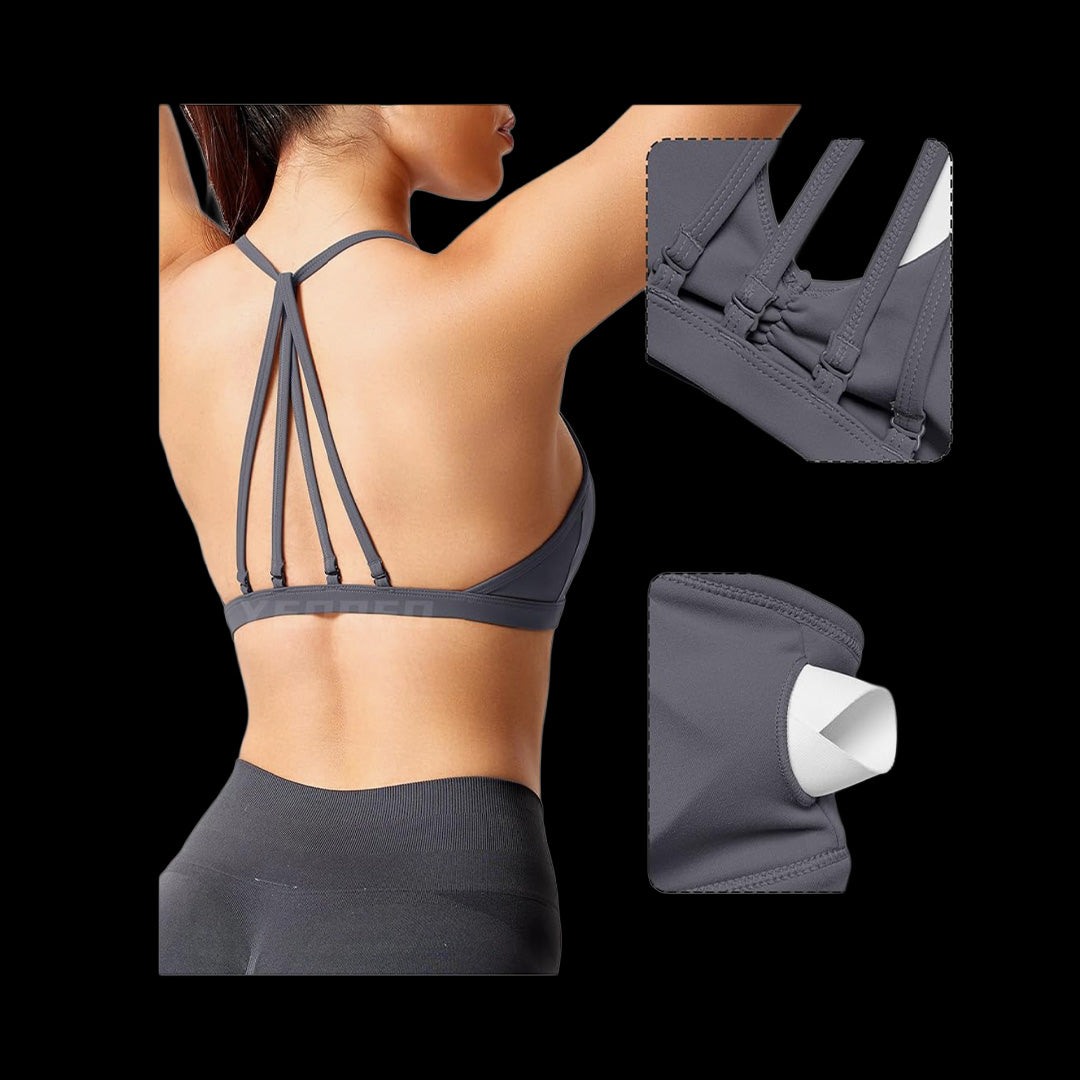 VSL Grey Adjustable Back Sports Bra