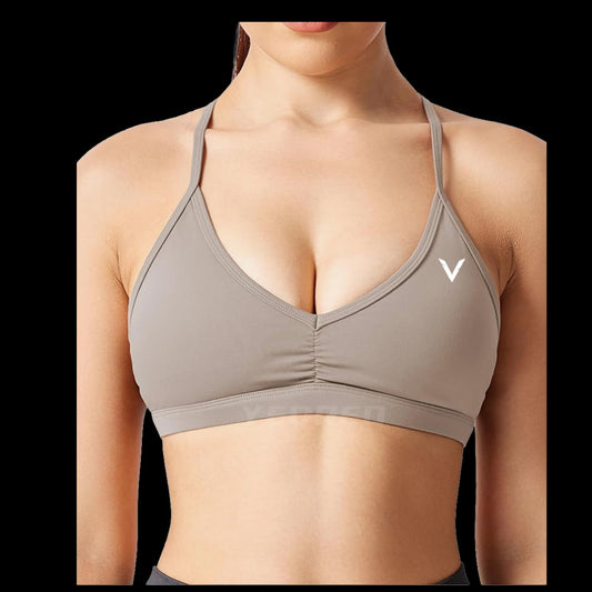 VSL Khaki Adjustable Back Sports Bra