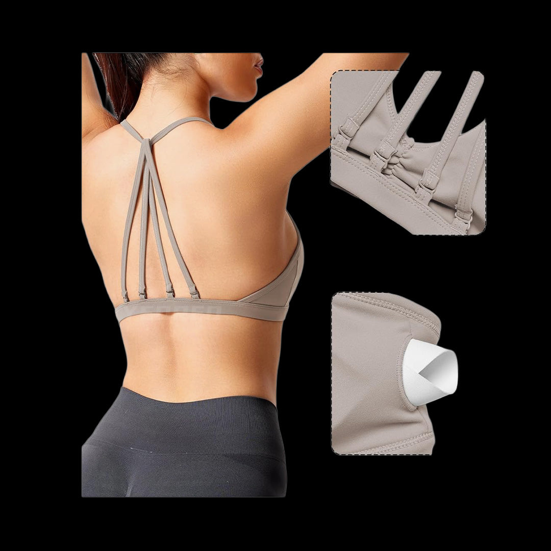 VSL Khaki Adjustable Back Sports Bra