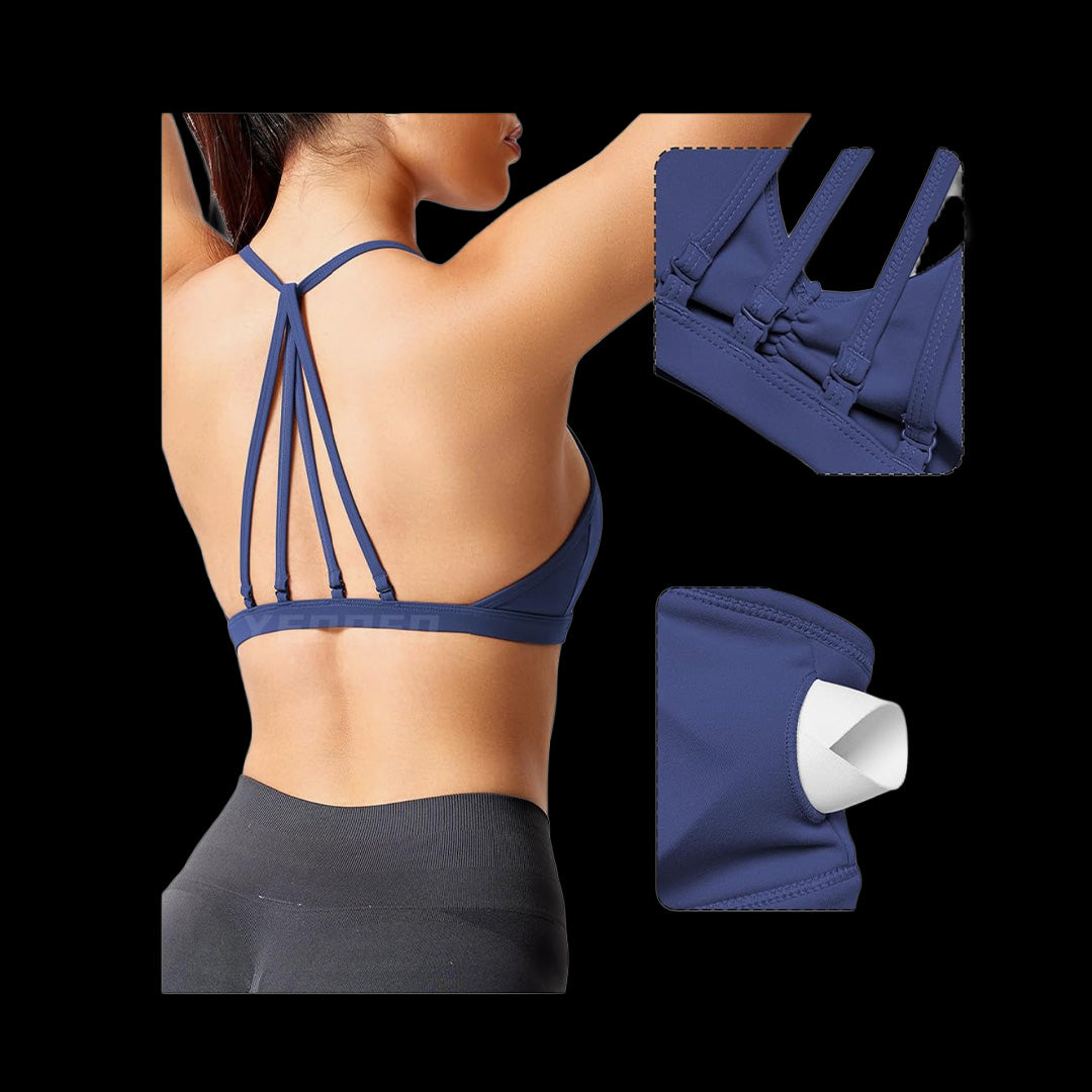 VSL Navy Adjustable Back Sports Bra