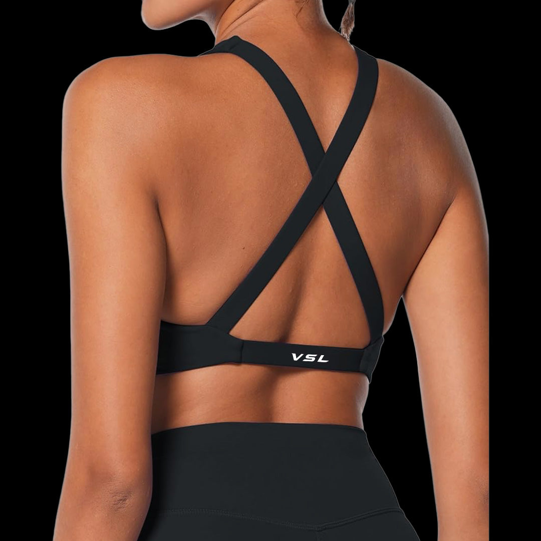VSL Black Cross Back Sports Bra