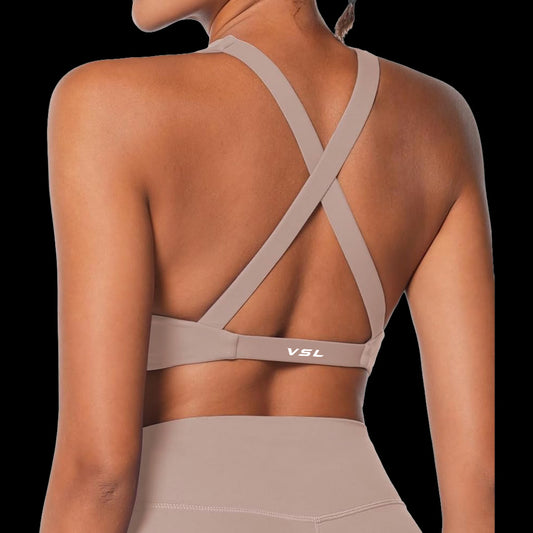 VSL Khaki Cross Back Sports Bra