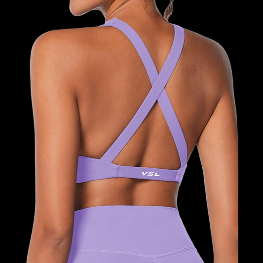 VSL Lavender Cross Back Sports Bra