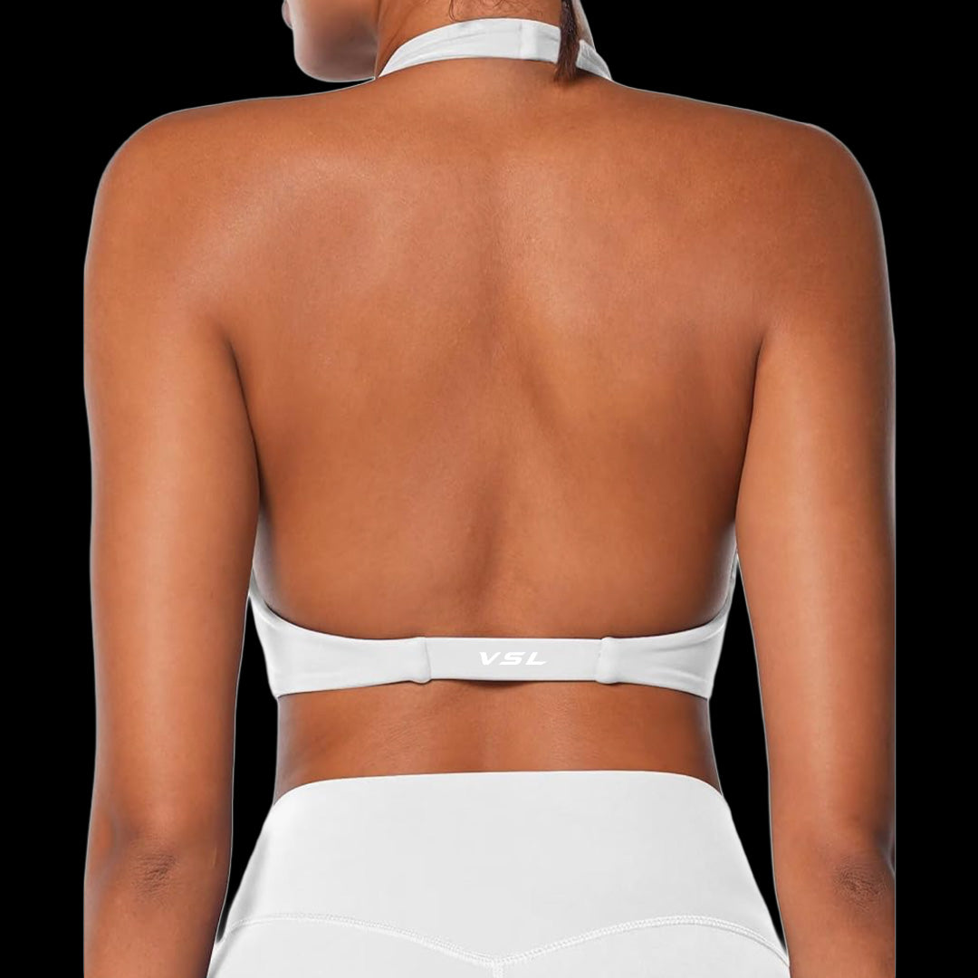 VSL Off White Halter Sports Bra