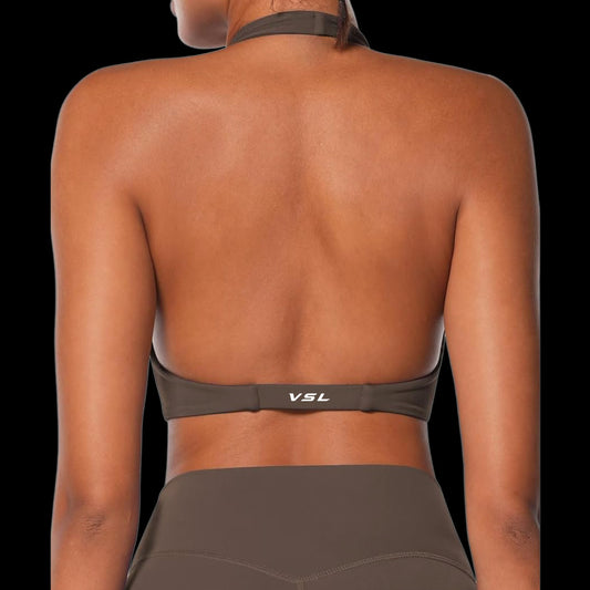 VSL Warm Brown Halter Sports Bra