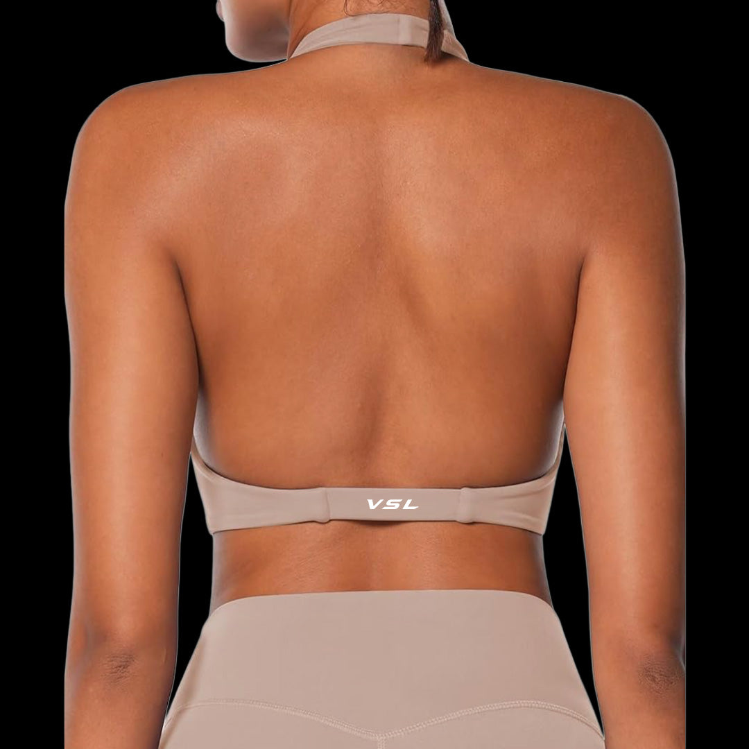 VSL Tan Halter Sports Bra