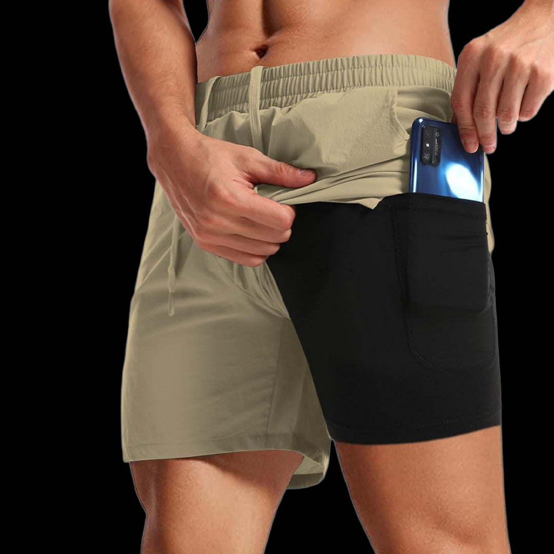VSL Khaki 5 inch Lined Shorts