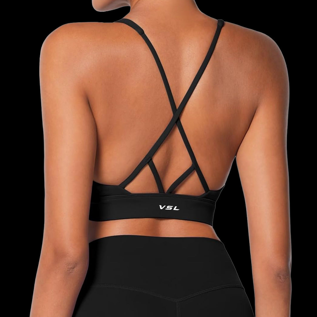 VSL Black X Back Sports Bra