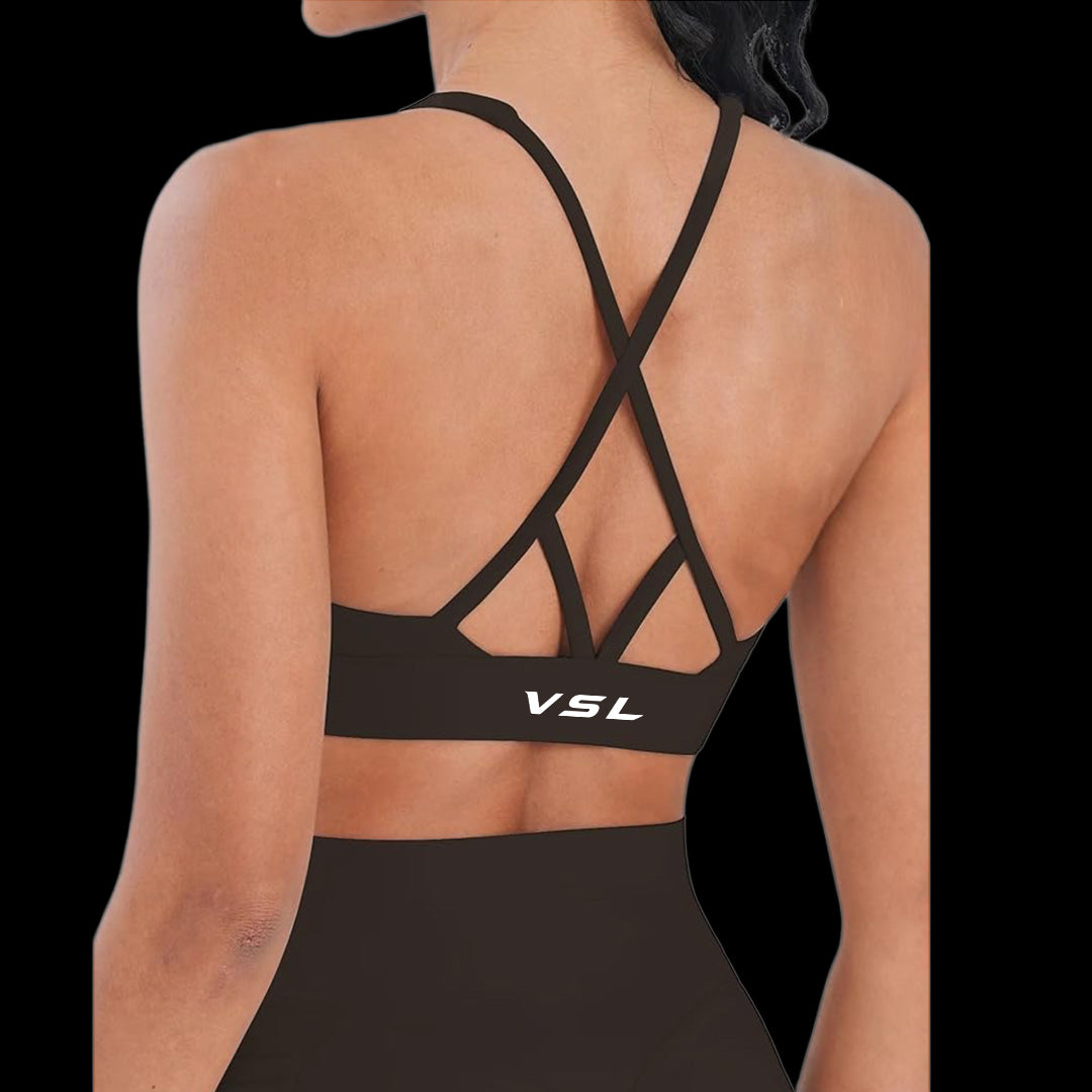 VSL Brown X Back Sports Bra