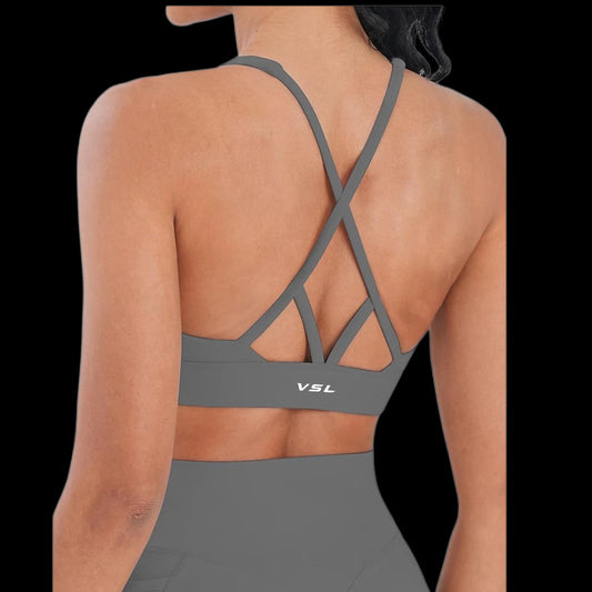 VSL Grey X Back Sports Bra