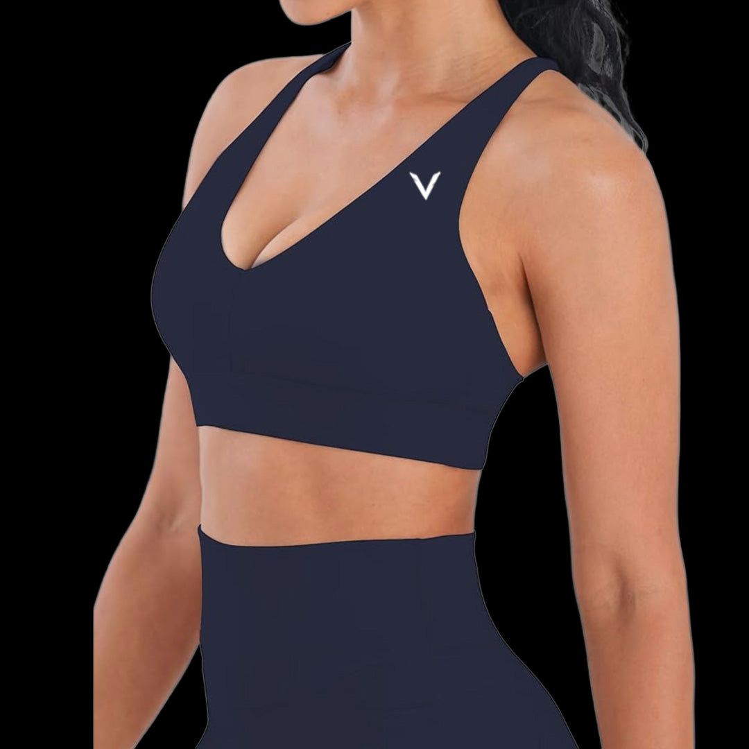 VSL Navy X Back Sports Bra
