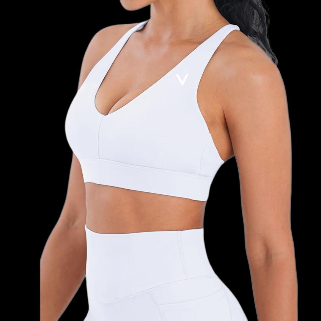 VSL White X Back Sports Bra