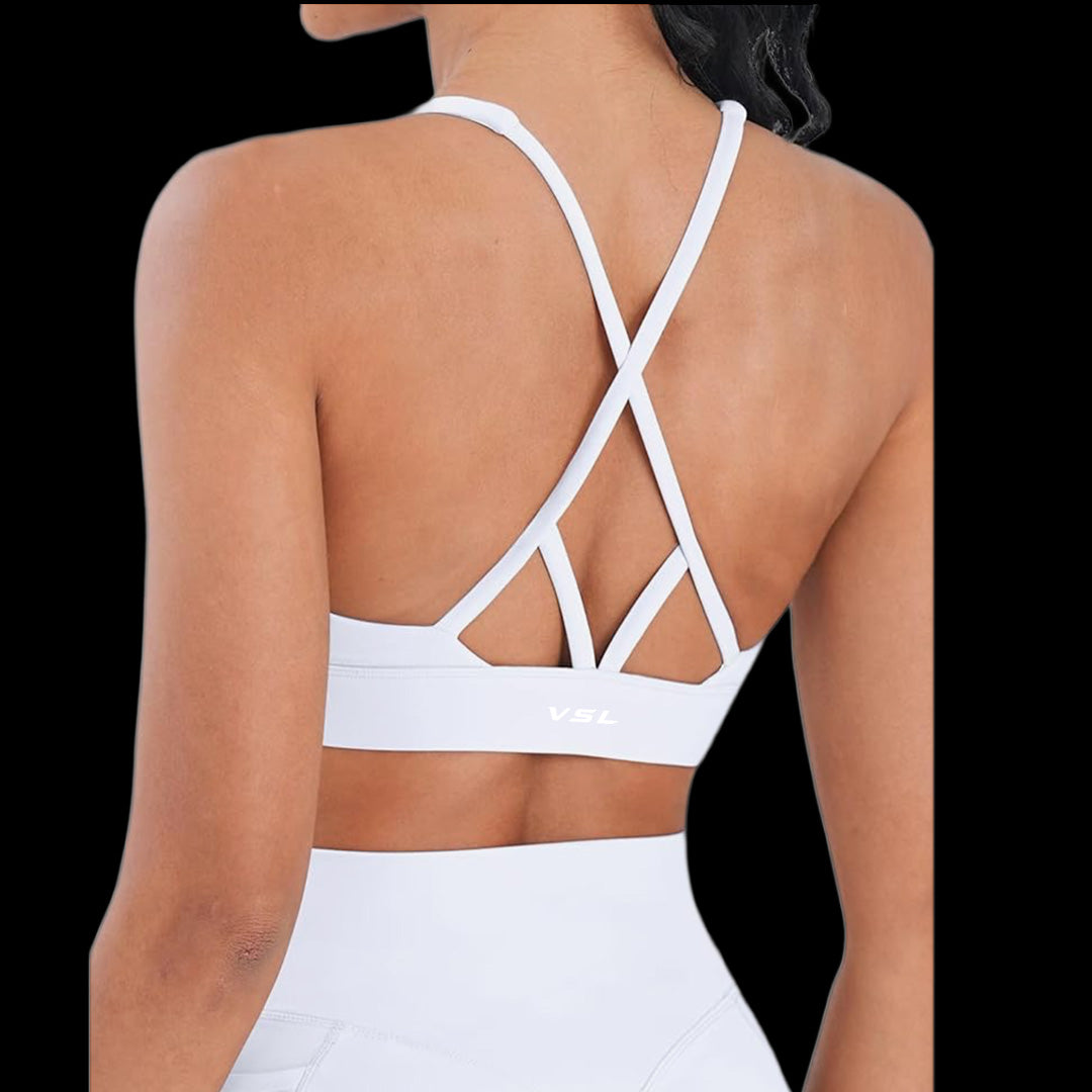 VSL White X Back Sports Bra