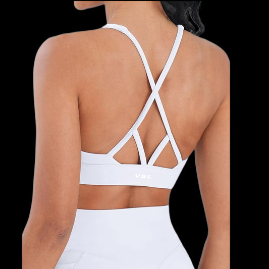 VSL White X Back Sports Bra